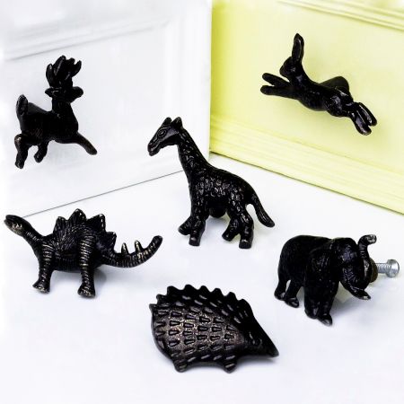 Antique Animals Iron Cabinet Knobs 6 Pieces